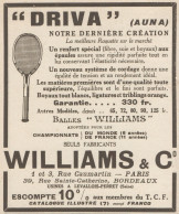 Raquette DRIVA - Williams & C. - Pubblicità D'epoca - 1926 Old Advertising - Werbung