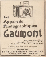 Appareils Photographiques GAUMONT - Pubblicità D'epoca - 1926 Old Advert - Werbung