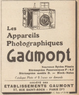 Appareils Photographiques GAUMONT - Pubblicità D'epoca - 1926 Old Advert - Werbung