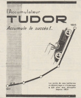 Accumulateur TUDOR - Pubblicità D'epoca - 1926 Old Advertising - Werbung