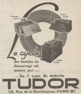 TUDOR Batteries - Pubblicità D'epoca - 1926 Old Advertising - Werbung