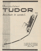 Accumulateur TUDOR - Pubblicità D'epoca - 1926 Old Advertising - Werbung