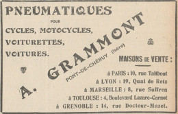 Pneumatiques Pour Motocycles GRAMMONT - Pubblicità D'epoca - 1907 Old Ad - Publicités