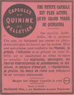 Capsules De QUININE De PELLETTIER - Pubblicità D'epoca - 1907 Old Advert - Publicités