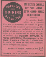 Capsules De QUININE De PELLETTIER - Pubblicità D'epoca - 1907 Old Advert - Werbung