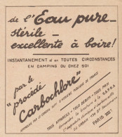 Procédé CARBOCHLORE - Eau Pure - Pubblicità D'epoca - 1931 Old Advertising - Werbung