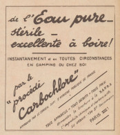 Procédé CARBOCHLORE - Eau Pure - Pubblicità D'epoca - 1931 Old Advertising - Publicités