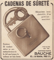 BAUCHE Cadenas De Sureté - Pubblicità D'epoca - 1931 Old Advertising - Pubblicitari