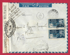 !!! AEF, COURRIER FRANCE LIBRE PAR AVION DE BRAZZAVILLE POUR KRIBI AVEC CENSURE MILITAIRE - Cartas & Documentos