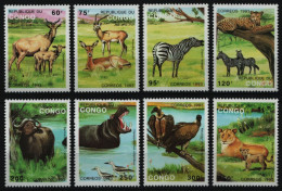 Kongo-Brazzaville 1993 - Mi-Nr. 1363-1370 I ** - MNH - Wildtiere / Wild Animals - Mint/hinged