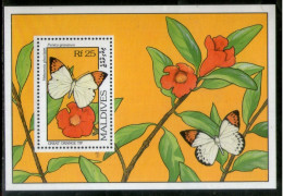 Maldives 1993 Great Orange Tip Butterflies & Flowers Moth Insect Sc 1906 M/s MNH # 5843 - Schmetterlinge