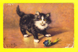 Animaux-153PH27  Un Chaton Avec Bouquet De Violettes, Cpa Léon Huber - Katzen