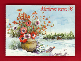 Nouvel An-40PH6 Meilleurs Voeux 98, Paysage Sous La Neige, Pot Avec Fleurs, Coquelicots - Nieuwjaar