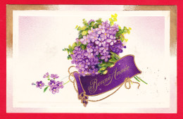 Nouvel An-163PH33  Carte Gaufrée, Bonne Année, Bouquet De Violettes, Cpa BE - Nieuwjaar