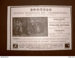 Società Nazionale Del Grammofono Opere Di Verdi E Mascagni Pubblicità Del 1918 - Otros & Sin Clasificación