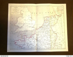 Carta Geografica Mappa Impero Di Francia Regno D'Italia 1812 Nord Incisione 1850 - Carte Geographique