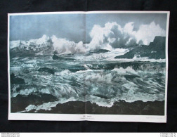 STAMPA ENORME!! Il Mare - Tempesta Alle Isole Scilly  Stampa Del 1905 - Sonstige & Ohne Zuordnung