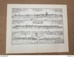 Vedute Città Neuss Bonn Bruhl Zons Germania Anno 1575 Braun E Hogenberg Ristampa - Carte Geographique