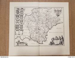 Carta Geografica O Mappa Devonia Devon Shire U.K. Anno 1662 Joan Blaeu Ristampa - Carte Geographique