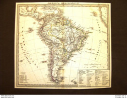 Carta Geografica O Mappa Del 1871 America Meridionale Justus Perthes Stieler - Geographical Maps