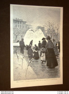 Inverno Di Milano Nel 1893 Fontana Dei Giardini Pubblici Ghiacciata - Before 1900