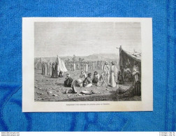 Gravure Année 1862 - Campement D'une Caravane De Pelerins Grecs En Palestine - Ante 1900