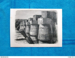 Gravure Année 1863 - Karnak: Mur Exterieur - Muro Esterno (Egypte - Egitto) - Vor 1900