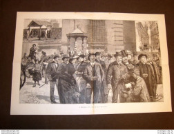 Incisione Enorme Del 1889 Moda E Costume Il Mezzogiorno A Roma La Borghesia - Avant 1900