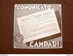 Pubblicità D'epoca Del 1940 Campari Comunicato Per Inalterata Composizione - Sonstige & Ohne Zuordnung