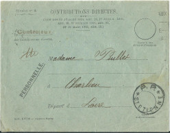 FRANCE CONTRIBUTIONS Cachet EVIDE P.P. ST ETIENNE ( LOIRE ) POUR CHARLIEU DE 1926 LETTRE COVER - Lettres Civiles En Franchise