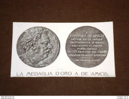 Medaglia D'oro A De Amicis Coniata Nel 1905 - Other & Unclassified