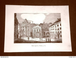 Incisione In Rame Del 1849 Veduta Del Palazzo Imperiale Di Vienna O Wien Austria - Antes 1900