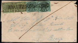 ASI -  1854 - STATO PONTIFICIO - Sovracoperta Di Lettera Spedita Da Montefiascone.Catalogo Sassone N. 2a+3 - Estados Pontificados