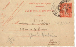 138 CL1 Semeuse Camée 10 C. Rouge Gare D'Ambérieux - Buste Postali E Su Commissione Privata TSC (ante 1995)