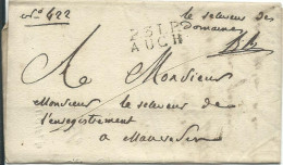 FRANCE MARQUE P.31.P. AUCH POUR MAUVEZIN ( GERS ) DE 1818 LETTRE COVER - 1801-1848: Precursors XIX