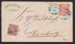 NDP 1868, 1 Gr.Ganzsachenumschlag Mit MiNr. 12 Als Zusatzfrankatur (0309) - Enteros Postales