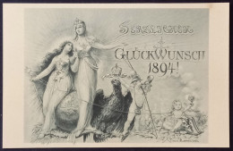 HERZLICHEN GLÜCKWUNSCH 1894 - Lithographie, Künstler-AK Von Martin Laemmel, Leipzig, Postmotiv - Postal Services