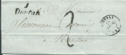 FRANCE  CURSIVE 1 DORTAN  Cachet OYONNAX ( AIN ) POUR NANTUA DE 1849  LETTRE COVER - 1801-1848: Précurseurs XIX