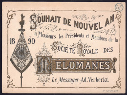 +++ Carte Souhait De Nouvel An - Société Royale Des MELOMANES - 1890  // - Pubblicitari