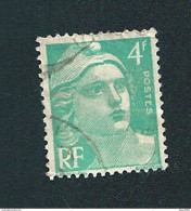 N° 807 Marianne De Gandon  4 Frs Emeraude Oblitéré Rond 1948 Timbre France - Usati