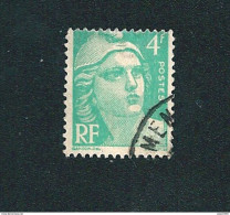 N° 807 Marianne De Gandon  4 Frs Emeraude Oblitéré Rond 1948 Timbre France - Usados