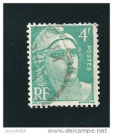 N° 807 Marianne De Gandon  4 Frs Emeraude Oblitéré Rond 1948 Timbre France - Usati