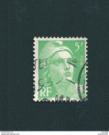 N° 809 Marianne De Gandon  5 Frs Vert Clair Timbre France Oblitéré 1948 - Usati