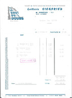 Facture Illustrée "Le Saut Du Doubs" 1976 / 25 BONNETAGE LE RUSSEY / Fromagerie SIEGFRIED  / Yaourts, Petits Suisses - Landwirtschaft