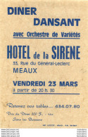 MEAUX HOTEL DE LA SIRENE 22 RUE DU GENERAL LECLERC DINER DANSANT - Pubblicitari