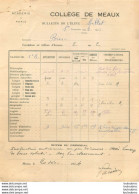 COLLEGE DE MEAUX BULLETIN ELEVE MILLET 1934 - Diploma's En Schoolrapporten