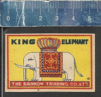 KING ELEPHANT - THE SANKOW TRADING C° -  OLD VINTAGE MATCHBOX LABEL  MADE IN JAPAN - Scatole Di Fiammiferi - Etichette