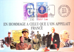 1 ER JOUR FLAMME EN MEMOIRE DE DE GAULLE  COLOMBEY LES 2 EGLISES 2005 - Maschinenstempel (Werbestempel)