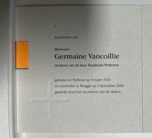 Devotie DP - Overlijden Germaine Vanvoillie Wwe Verbeest - Torhout 1922 - Brugge 2004 - Décès