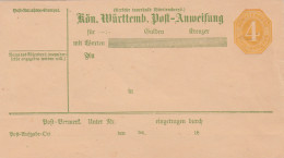 AD Württemberg Postanweisung 1870 - Autres & Non Classés